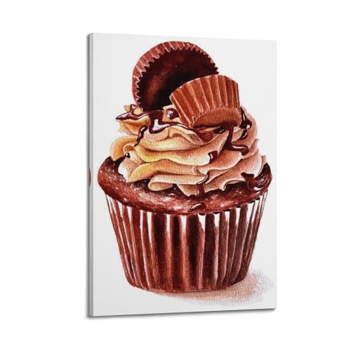 Aquarelle poster mural moderne beurre d'arachide chocolat 20x30