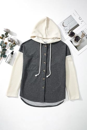 Image of SHEWIN Women Oversized Hooded Sweatshirt Loose Fit Casual Button Hoodies with Pocket 2026