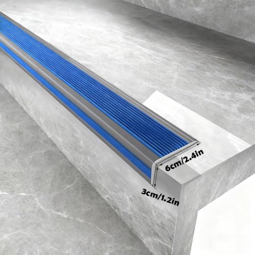 Nez de marche d'escalier antidérapant profilé d'angle adhésif bleu - 4