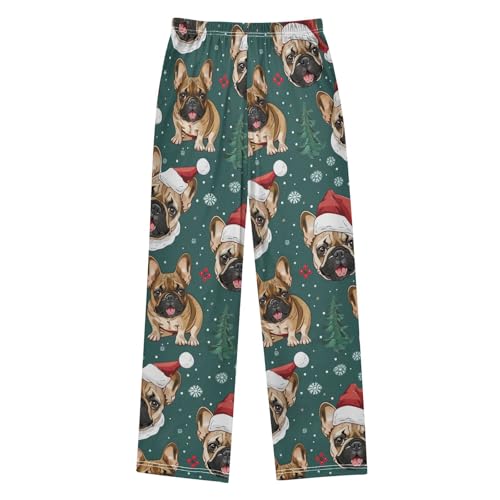 Christmas Pajama Pants Dog Christmas Hat Long Sleep Pants Lounge Bottoms2