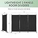 Black Divider for Room Separation - Privacy Dividers for Rooms 3 Panel Folding Screen Indoor Partition Wall Devider Freestanding Portable Changing Separtion Space Dressing Screens
