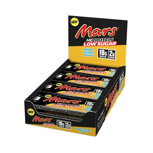 Mars Low Sugar High Protein Bar (12 x 57g) – Salted Caramel – 18g Eiweiß pro Riegel – Wenig Zucker – Proteinriegel – Ideal für Post-Workout & als Snack für unterwegs