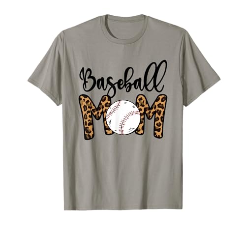 Funny Baseball Mom Leopard Print Softball Mom Mother's Day Camiseta