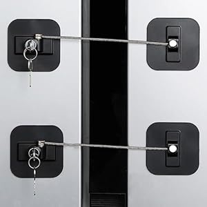 Fridge Lock,2 Pack Refrigerator Locks with Keys,Freezer Lock and Child Safety Cabinet Lock,Black Fridge Lock