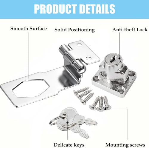 Litensh Cerradura de cerrojo de ángulo recto de 90 grados con llave igual, cerrojo pequeño hebilla de pestillo de seguridad para puerta, cerradura de cobertizo de candado (Silver Right Angle 3 Inch) - imagen 5