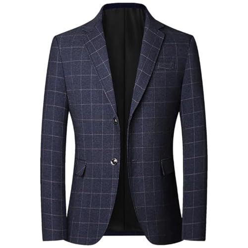 Men's Checked Blazer Classic Fit Casual Jacket Elegant Button Business Casual Suits Coats3