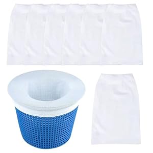 HSLPSM 6 Stück Pool Skimmer Socken, Filtersocken Skimmer, Skimmer Filter Netz für Schwimmbad Korb, Schwimmbad Pool Zubehör, Feinfilterung Skimmer Socken Gross
