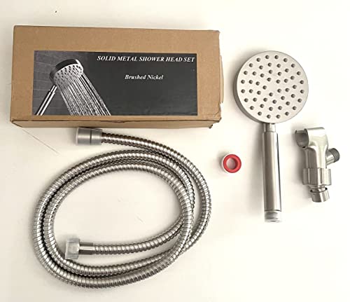 Modern All Metal Stain And Residue-Free Handheld Showerhead With Hose And Brass Holder (Brushed Nickel) #TOP2