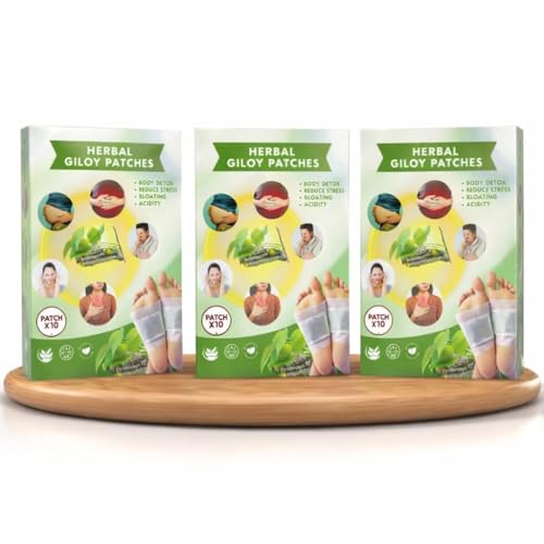 Image of Go Well Herbal Giloy Patches, Body Detox Foot Patches, Stress Relief and Bloating Support (pack of 30)