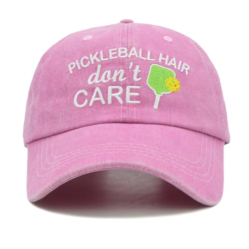 Sunlark Pickleball Cap for Women, Gifts for Pickleball Lovers, Adjustable Washed Vintage Embroidered Pickle Ball Hat Pink