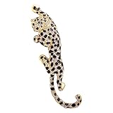 Climbing Black Spots Leopard Brooch Pin Crystal Big Cat Animal Breastpin Badge Jewelry for Men Women