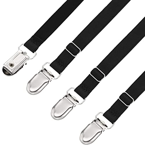 Boao Bed Sheet Clips Straps Sheet Corner Straps Holder Mattress Clips, Adjustable Elastic Bed Sheet Grippers Straps Suspender Fasteners Holder (14-28 Inch Length, 12 Pieces) #TOP3