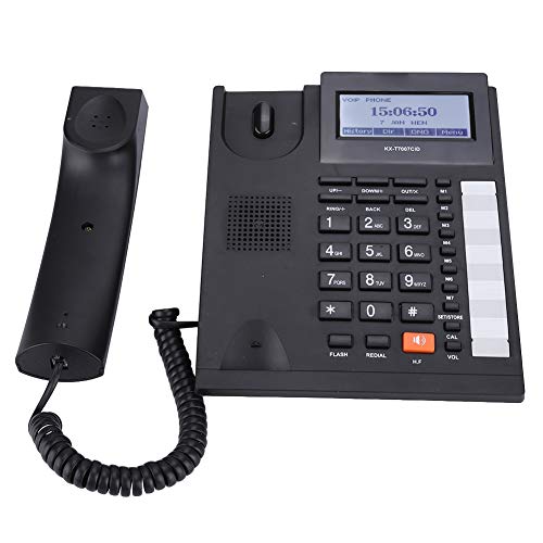 Corded Telephone, Wired Wall Phone Fixed Desktop Landline Telephone with Speakerphone with LCD Display Corded Phone(Black)