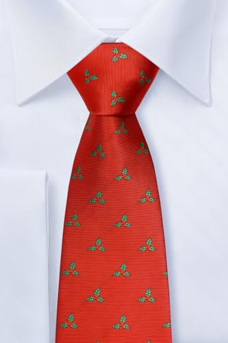 Retreez Christmas Holly Leaves Woven Microfiber Boy's Tie - 8-10 years3