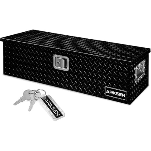 ARKSEN 39 x 13 x 10 Inch Diamond Plate Truck Bed Tool Box, Heavy Duty Waterproof Aluminum Toolboxes Storage Chest with Side Handle & Lock for Pickup T