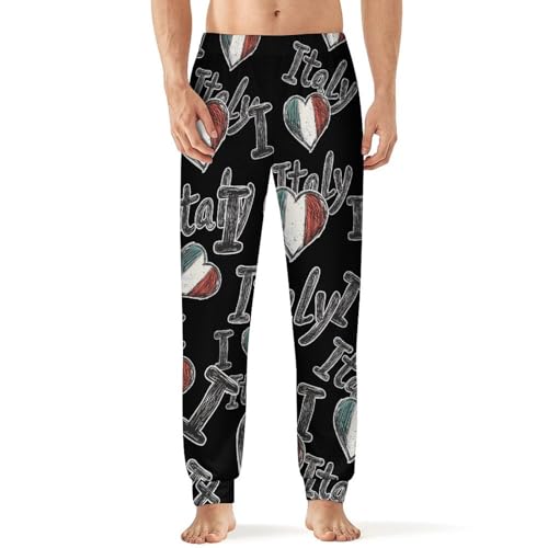 I Love Italy Italian Men's Pajama Bottoms Sleep Lounge Soft Comfy Pants Sleepwear