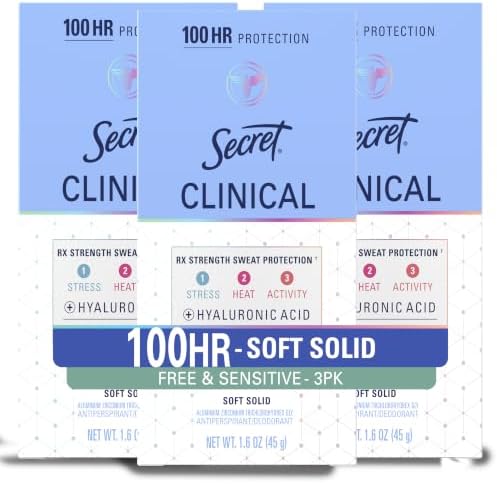 Secret Clinical Strength Smooth Solid Women's Antiperspirant & Deodorant, Sensitive Hypoallergenic - 1.6 Ounce (Pack of 3)