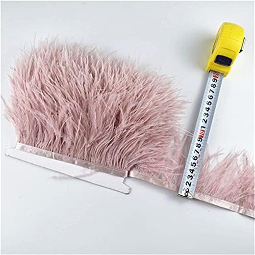 5-10meters Leather Pink Ostrich Feather Trims Skirt Ribbon Wide/8-10cm Feathers for Crafts Wedding Feathers Decoration - 10 Meters