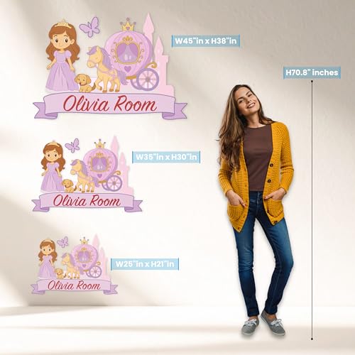 Vinilo decorativo princesa personalizado para pared rosa miniatura 5