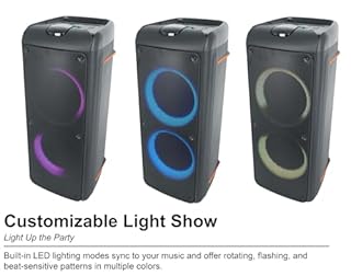 Rockville Rock Party 9 1000W Portable Bluetooth Speaker, Dual 8" Woofers, Deep Bass, LED Lights, Karaoke Mic/Guitar Inputs, for Parties and Outdoor Events