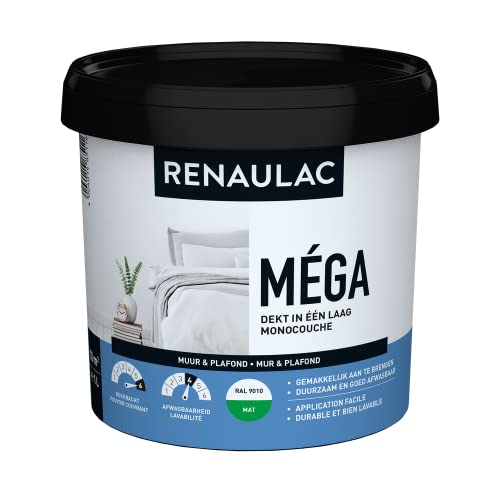 Peinture Murale Renaulac Méga Blanc Mat 1L Cover