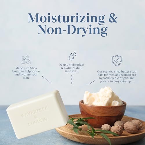 Image of Wavertree & London Beach Scented Natural Soap (2 Bars), 7oz Moisturizing French Triple Milled Soap Bars enriched with shea butter - Pure Plant Based Bath & Body Bars for All Skin Types
