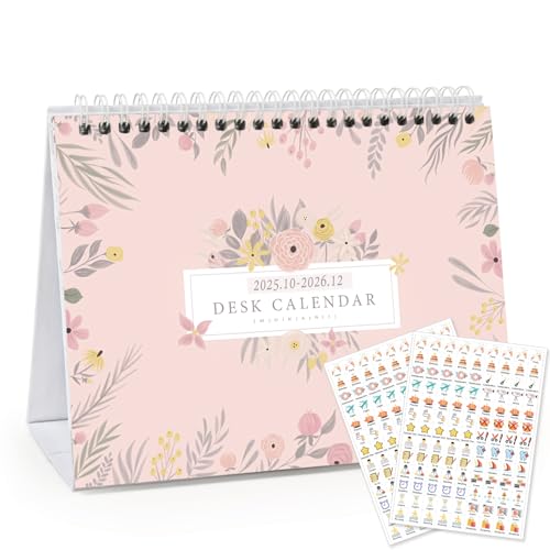 Small Desk Calendar 2025-2026, Mokani Standing Desktop Calendar (October 2025-December