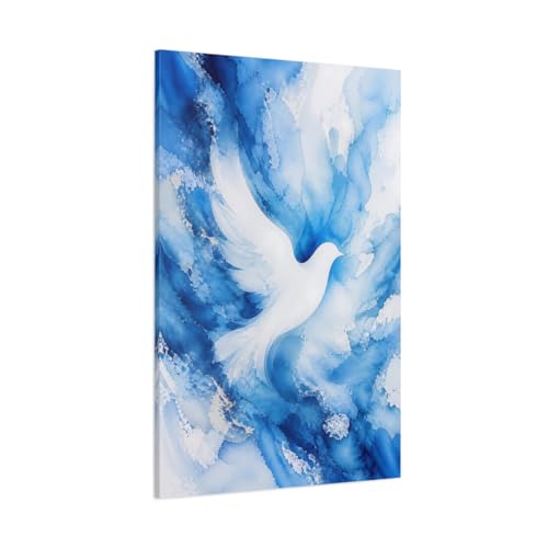 Tableau abstrait oiseaux grand format pour habiller un grand mur