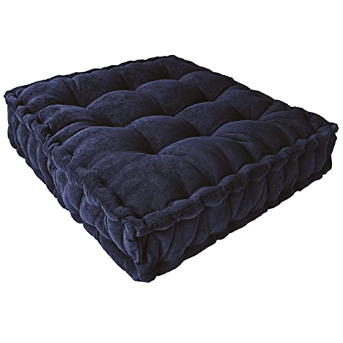 Verpert Floor Pillow 25x25 Inch Square Meditation Cushion Floor Seating for Adults Oversized Tufted seat Cushion Reading Nook for Kids, Yoga Meditation Pillow for Sitting on Floor (Navy)