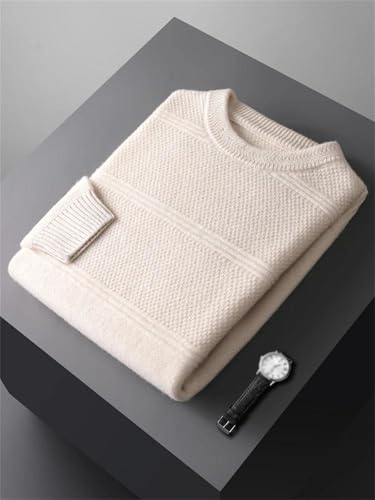 Men's Merino Wool Pullover Knitted Textured Round Neck Solid Color Casual Long Sleeve Warm Sweater Top2