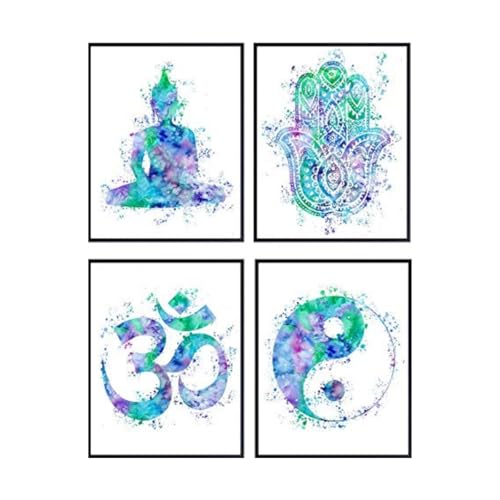 Buddha Art Zen & Meditation Wall Posters (4, 8x10)