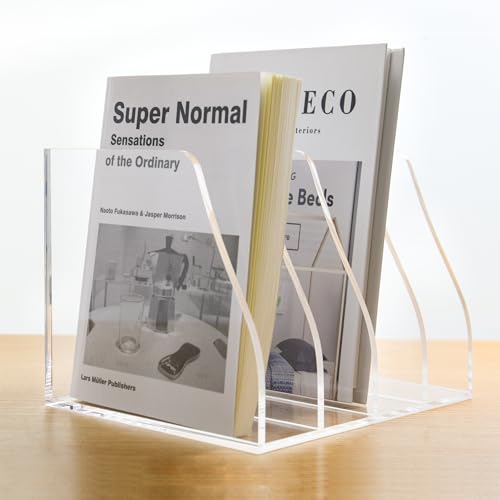AIMOLLY Acryl Stehsammler B5, Zeitschriftenhalter aus Acryl, Aktenmagazinhalter mit 4 Fächer, Schreibtisch-Organizer für Büro-Organisation und Aufbewahrung, Schreibtisch-Organizer für School Office