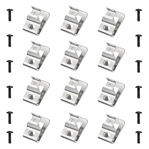 12-Pack Stainless Steel Belt Clips for dewelt 20V Power Tools - Compatible with DCD980 DCD980L2 DCD985 DCD985L2 - Includes Screws & Drill Tool Hooks (Model: N268241 N086039)
