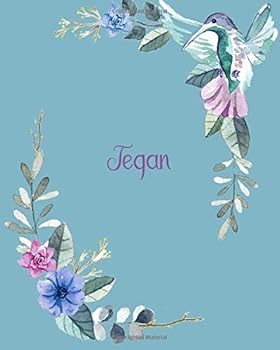 Paperback Tegan: 110 Pages 8x10 Inches Classic Blossom Blue Design with Lettering Name for Journal, Composition, Notebook and Self List, Tegan Book