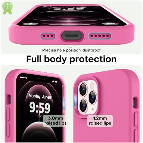 Image of LOVE 3000 Compatible with iPhone 12 Pro Max Phone Case | Thickening 2.1 MM Liquid Silicone | Anti-Scratch Microfiber Lining | Full-Body Duty Heavy Protection Case for Men, Pitaya
