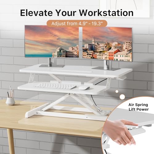 Image of JOY worker 32 inch Standing Desk Converter, Height Adjustable Stand Up Riser