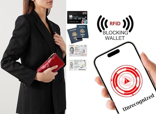 Image of YALUXE Women's Real Leather Wallet RFID Protect 21 Card Slots Phone Pocket