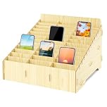 ASSRECT 36-Grid Wooden Cell Phone Storage Box Desktop Mobile Phone Holder Organizer for Office Exam Hall Classroom Meeting Room