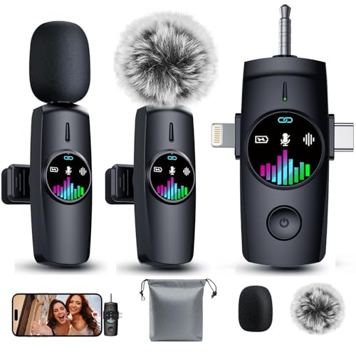 LID LIRDDY 3-in-1 Mini Microphone for iPhone/Android Pro Wireless Mic - Lavalier Microphone for Content Creators - 20H Battery & 80ft Noise Cancel for Live Singing