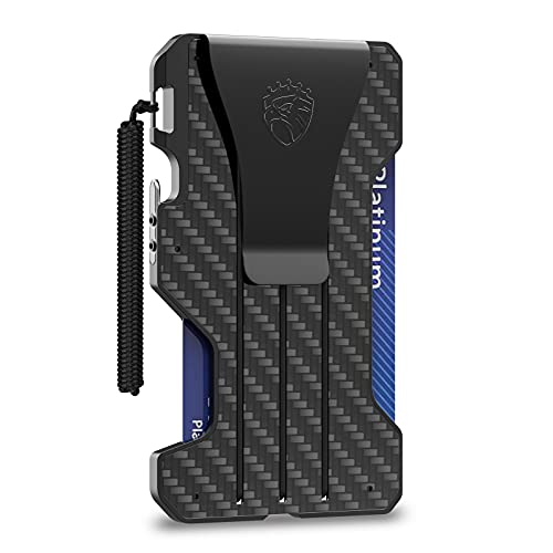 ONLOOKER Tactical Wallet, Minimalist Wallet for Men, Elastic Adjustable Metal Wallet with Money Clip - Premium CNC Machined Aluminum, with Carabiner and Lanyard, RFID Blocking Carbon Fiber, Credit Card Holders