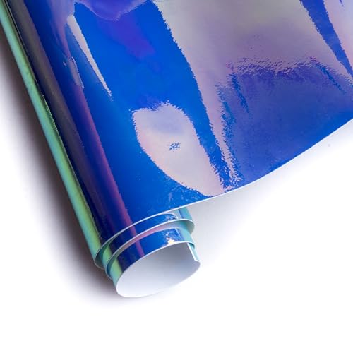 Image of Itsy Bitsy Vinyl Holographic Opal Blue, 12in x 2ft 1 Roll | Wrap | Color-shifting adhesive vinyl ideal for decor upgrades, craft customization, and smooth surface applications.