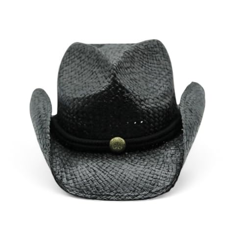 Image of Peter Grimm Straw Round Up Cowboy Hat - Stylish and Versatile Straw Hat for Men and Women - One Size
