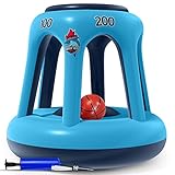 BESTKID BALL Pool Basketball Hoop – Swimming Pool Basketball Hoop Set Durable PVC Material – Includes Ball, Pump and 2 Needles – Non-Leaky Valves and Easy Installation (Blue & Navy Blue)