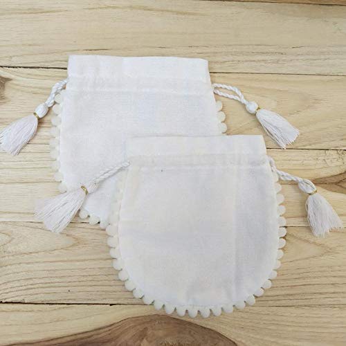 100 Pieces Custom Jewelry Bag Pouch Cotton Bag Pom Pom With Tassel Logo Print Personalize And Sizing Jewelry Coin Purse Bag Gift Bag Jewelry (3X4 Inches, 500 Pieces) #TOP6