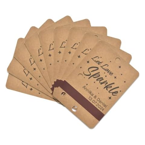 AOKLANT 100 pieces of wedding farewell labels, Let Love Shine Decor Craft Paper Sleeves for Ceremony Grand Exit with Match Striker Strips for Anniversary Parties Graduation Birthday Engagement Event Cover