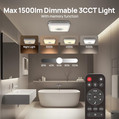Consciot 160CFM Bathroom Exhaust Fan with Light and Bluetooth Speaker by Consciot - Used condition - Image 7