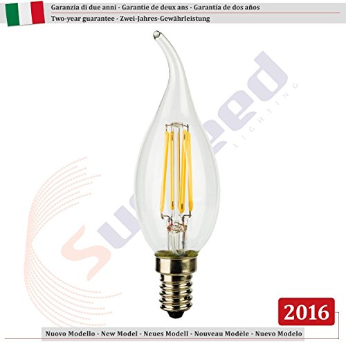 SUNSEED 10 X E14 4W (Equivalent to 40W) Sapphire Filament LED Flame Light Bulb C35TA Warm White 2700K, Pack of 10 - Warm White 2700k - Image 3