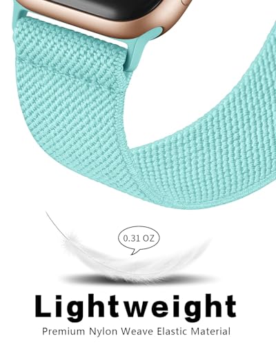 Image of AMANECER Stretchy Nylon Bands Compatible with Apple Watch Series 11 /10 /9 /8 /7 /6 /5 /4 SE 3 /2 /1, Adjustable Braided Elastic Sport Loop Rugged Straps for iWatch Women Men (Turquoise Teal, 38 /40 /41 /42MM)
