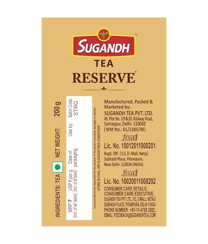 Image of Sugandh Reserve Tea | 200GM | Gold Premium | Directly Sourced from Assam | High Grown CTC with Added Whole Leaf | 100% Natural Ingredients | A Perfect Premium Cup of Tea for Chai Lover