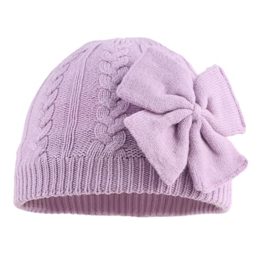 Zsedrut Baby Girls Knit Hats Toddler Infant Beanie Caps Fashion Soft Warm Skull Hood Cap (Light Purple, M)
